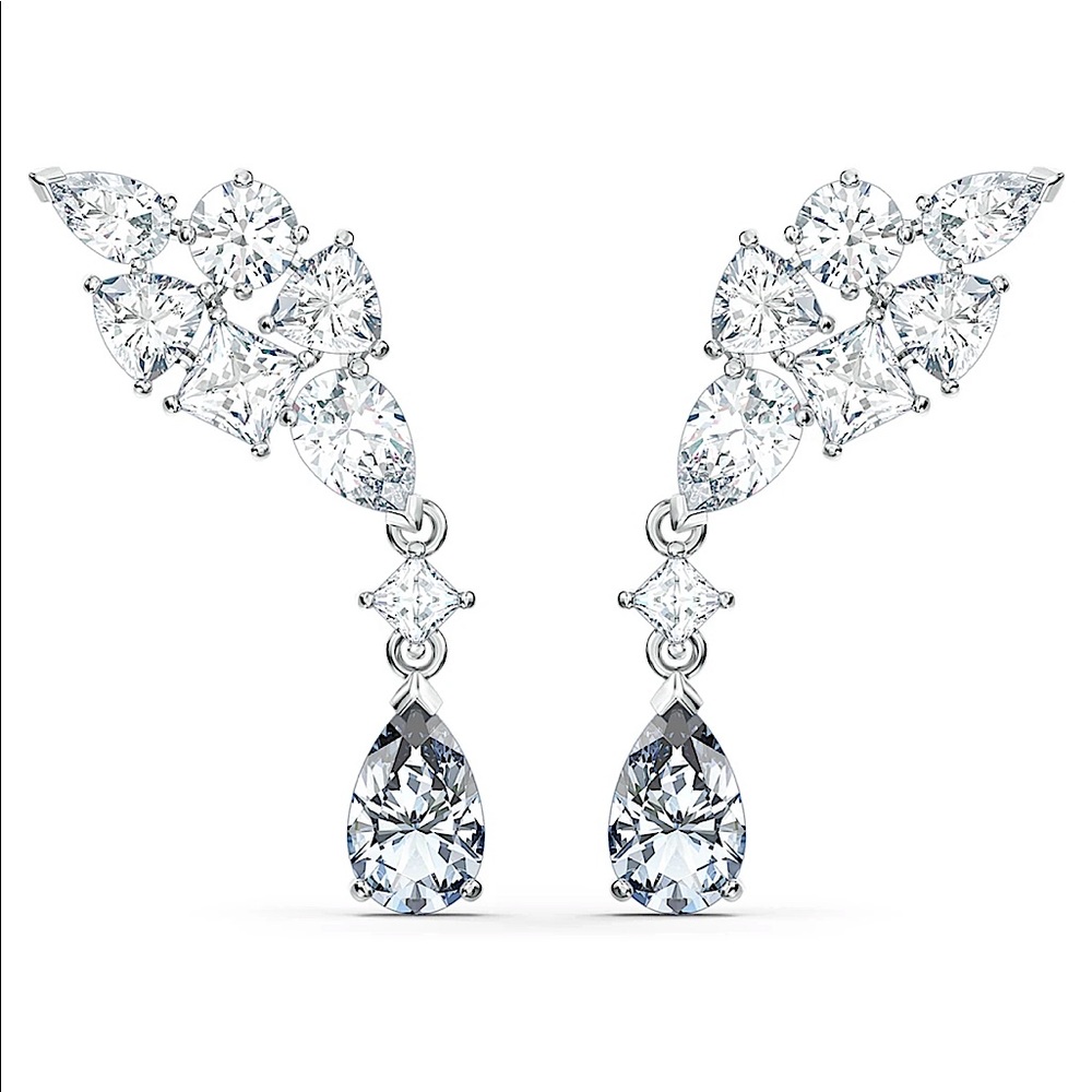 Swarovski Tennis Deluxe earrings, Mixed crystals cut, Gray Blue